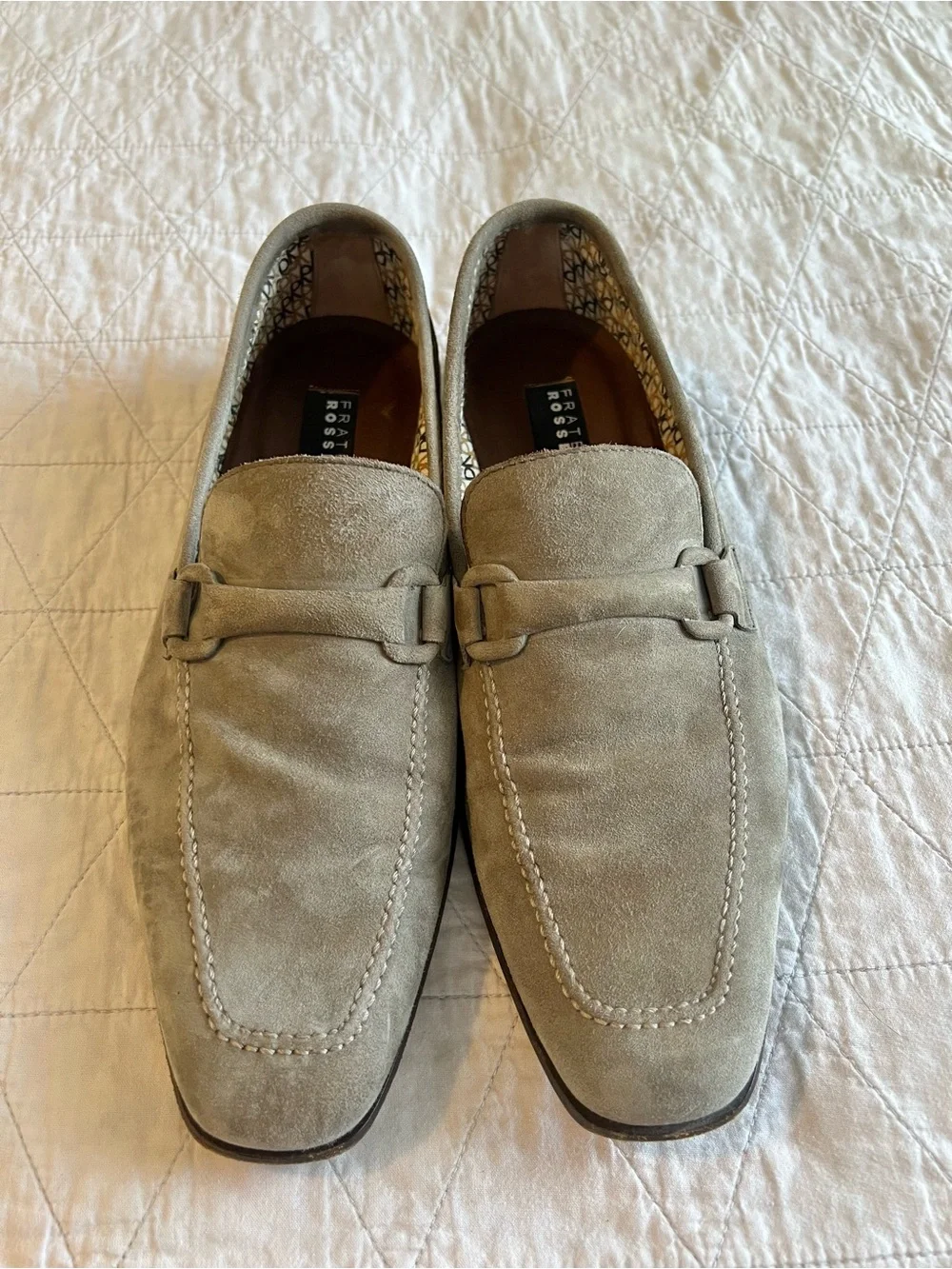 Fratelli Rossetti Estate Men 7 UK 8 US Taupe Suede Horsebit Loafers Shoes Italy